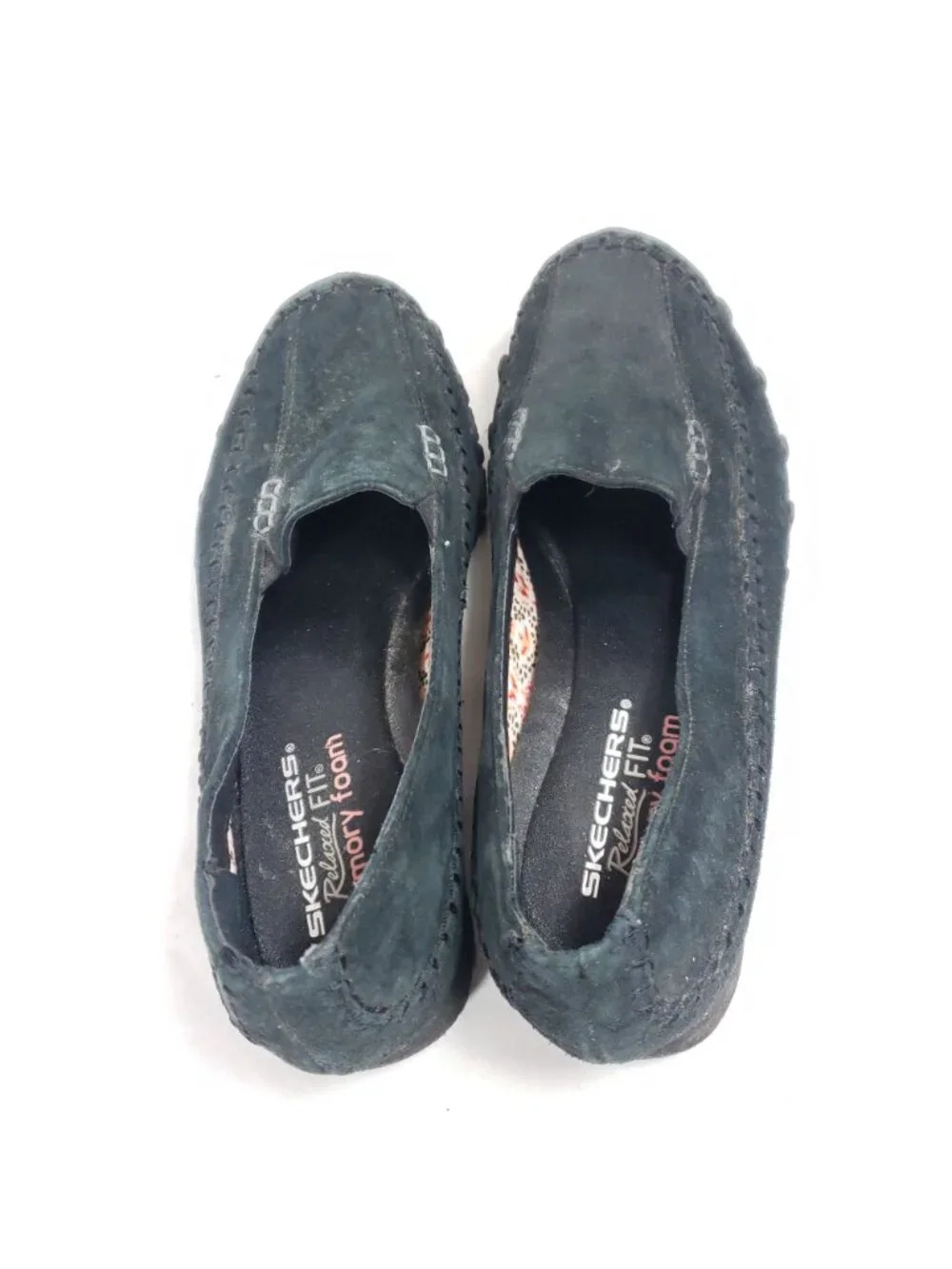 Skechers Biker Pedestrian Slip On Shoes Women's Size 8/38 Black Suede Leather